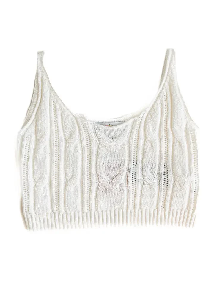 Ezra Cable Knit Tank - Ivory - Image 2