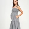 Smocking Top With Adjustable Tie Strap Maternity Dress