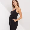 Sleeveless Belted Maternity Jumpsuit