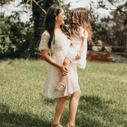 Eden Short Sleeve Dot Dress - Ivory