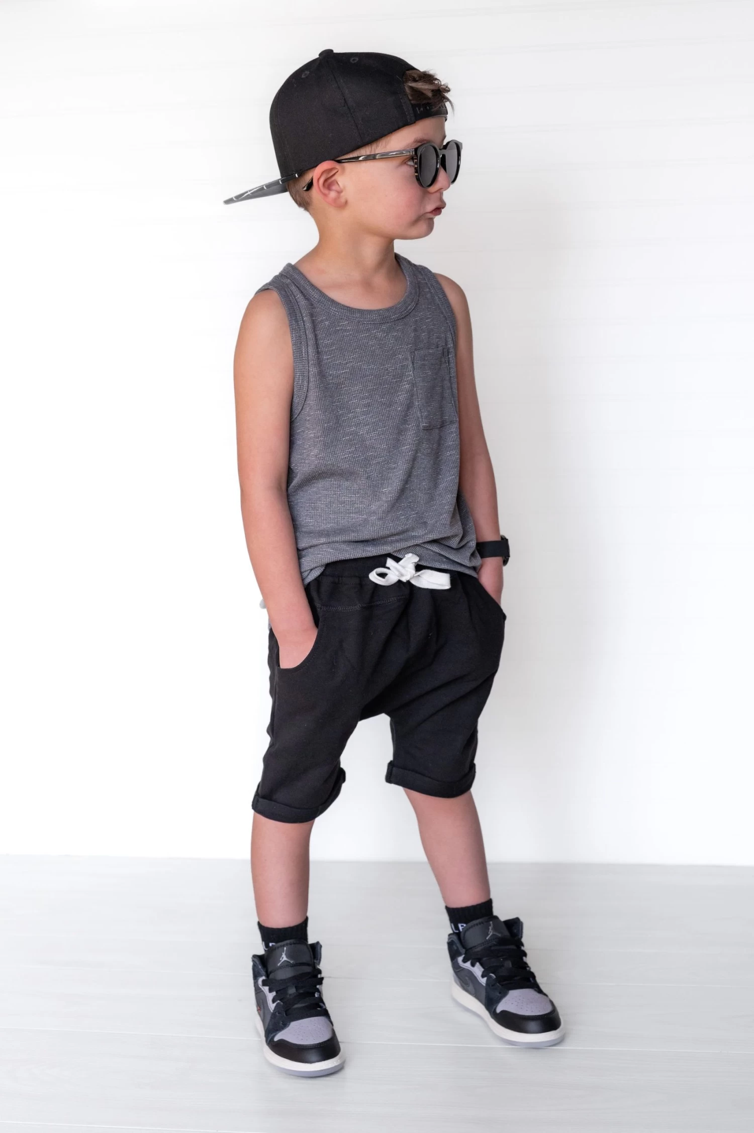 LB Ribbed Tank - Charcoal - Image 2