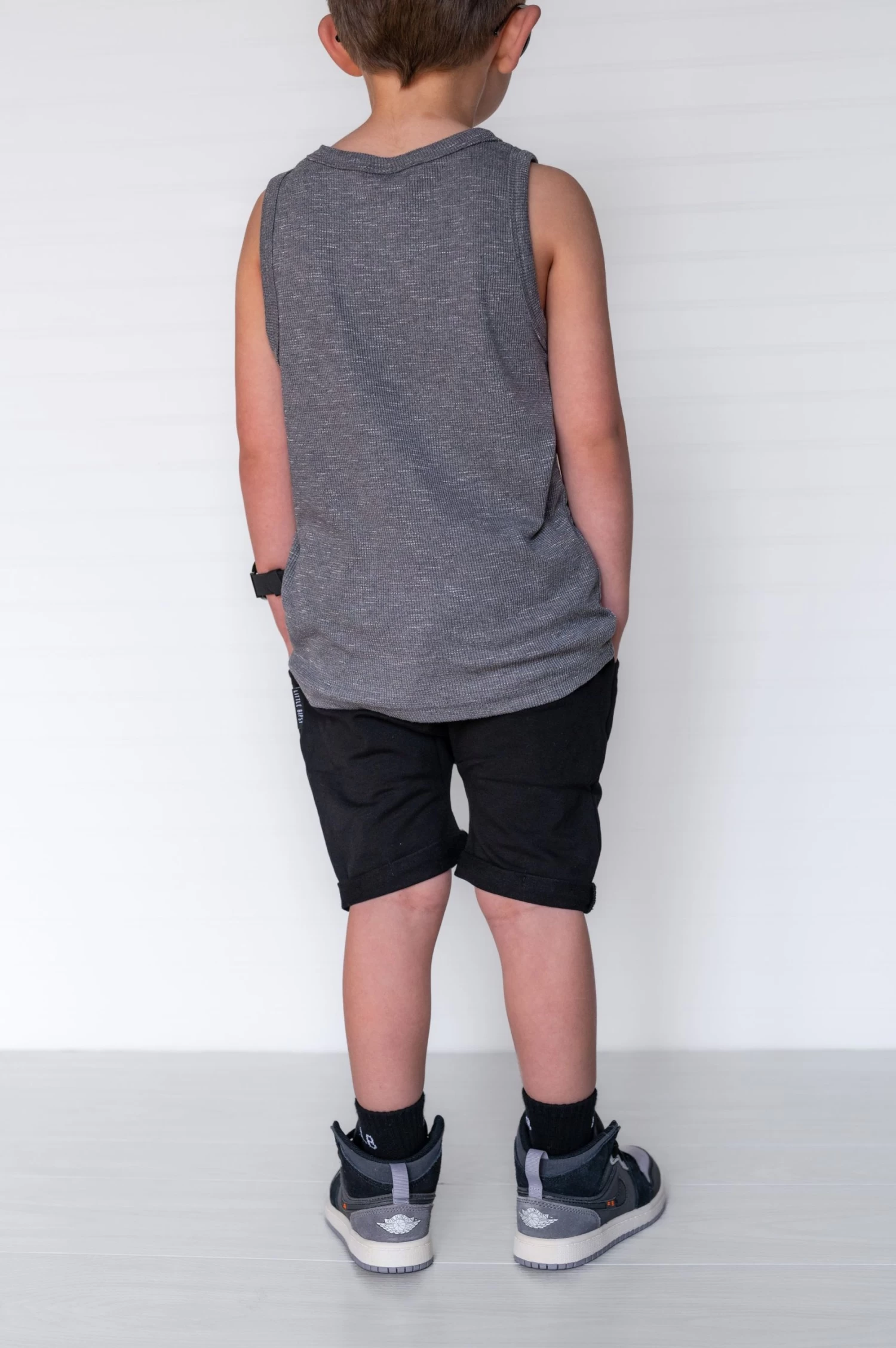 LB Ribbed Tank - Charcoal - Image 3