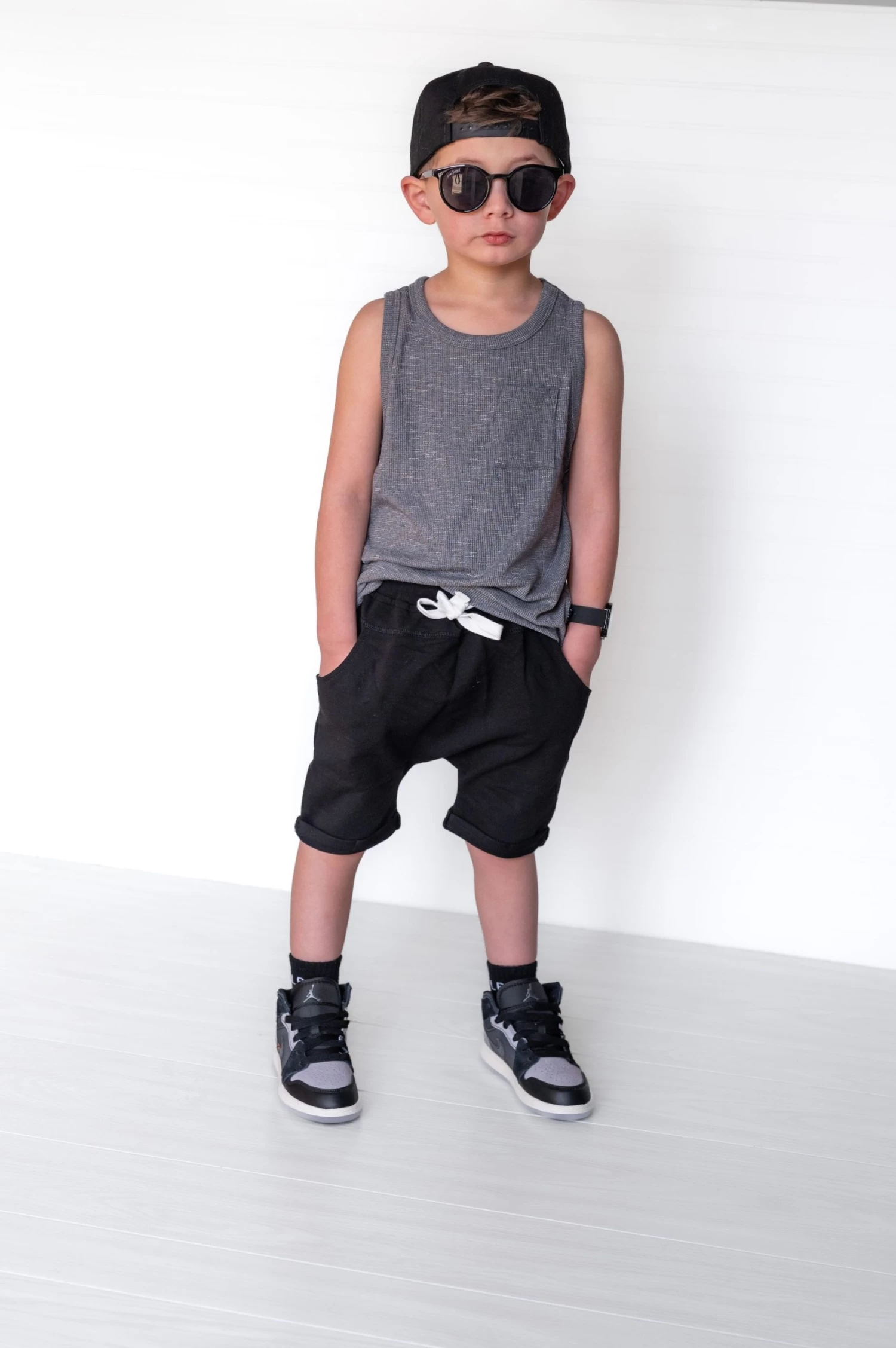 LB Ribbed Tank - Charcoal - Image 4