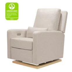 Babyletto Sigi Electronic Recliner And Glider - Performance Beach Eco-Weave With Light Wood Base