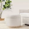 Babyletto Naka Storage Ottoman In Eco-Performance Fabric - Performance Cream Eco-Weave With Light Wood Base