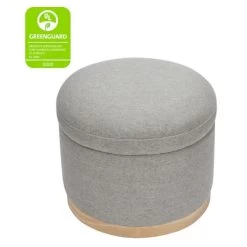 Babyletto Naka Storage Ottoman In Eco-Performance Fabric - Performance Grey Eco-Weave With Light Wood Base
