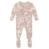 KicKee Pants Classic Ruffle Footie With Zipper - Baby Rose Tie Dye