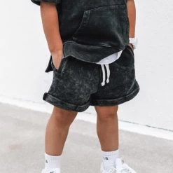 LB Acid Wash Shorts - Black