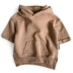 LB Acid Wash Short Sleeve Hoodie - Sand