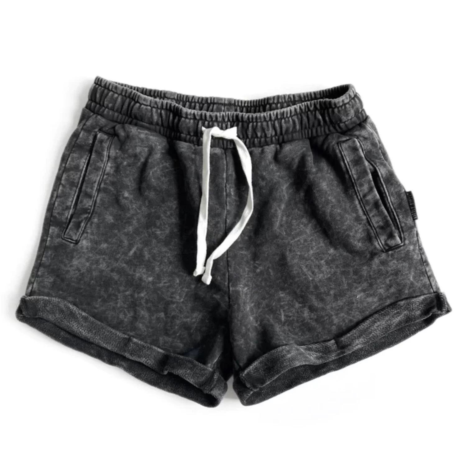 LB Adult Acid Wash Shorts - Black