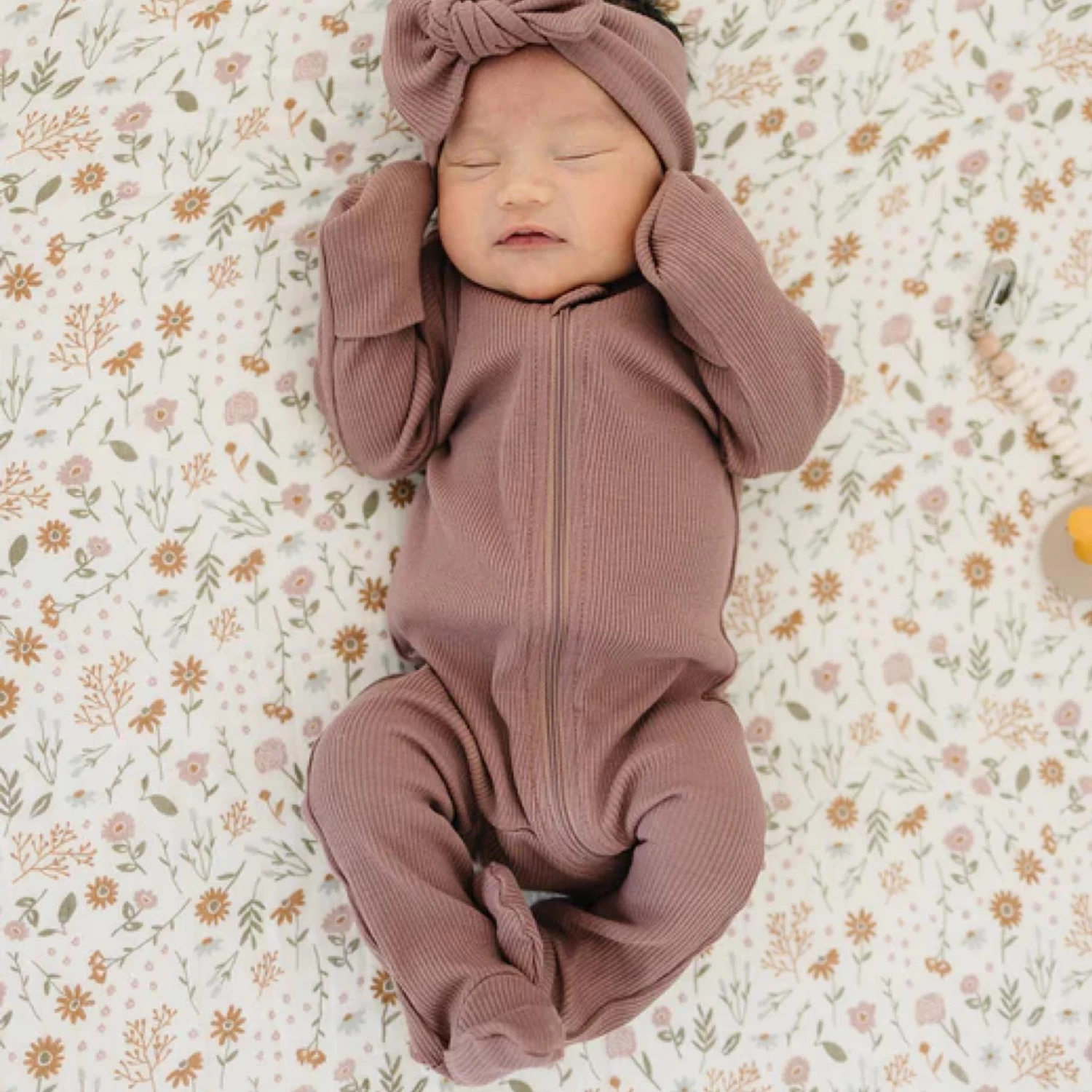 Plum Organic Cotton Ribbed Zipper