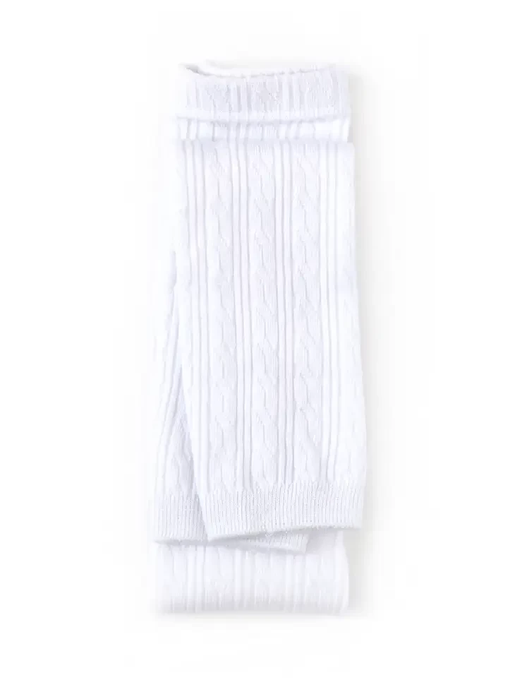Cable Knit Footless Tights - White - Image 3