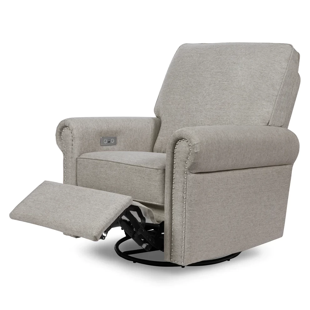 Linden Electronic Recliner And Swivel Glider In Eco-Performance Fabric - Performance Grey Eco-Weave - Image 4