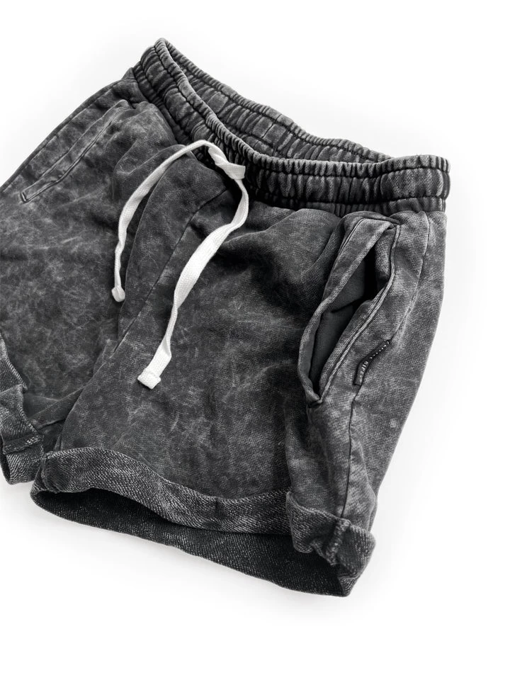 LB Adult Acid Wash Shorts - Black - Image 2