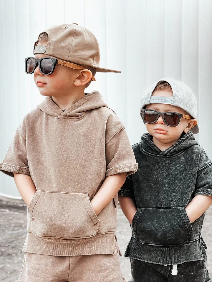 LB Acid Wash Short Sleeve Hoodie - Sand - Image 4