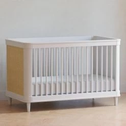 Marin With Cane 3-in-1 Convertible Crib - Warm White/Honey Cane