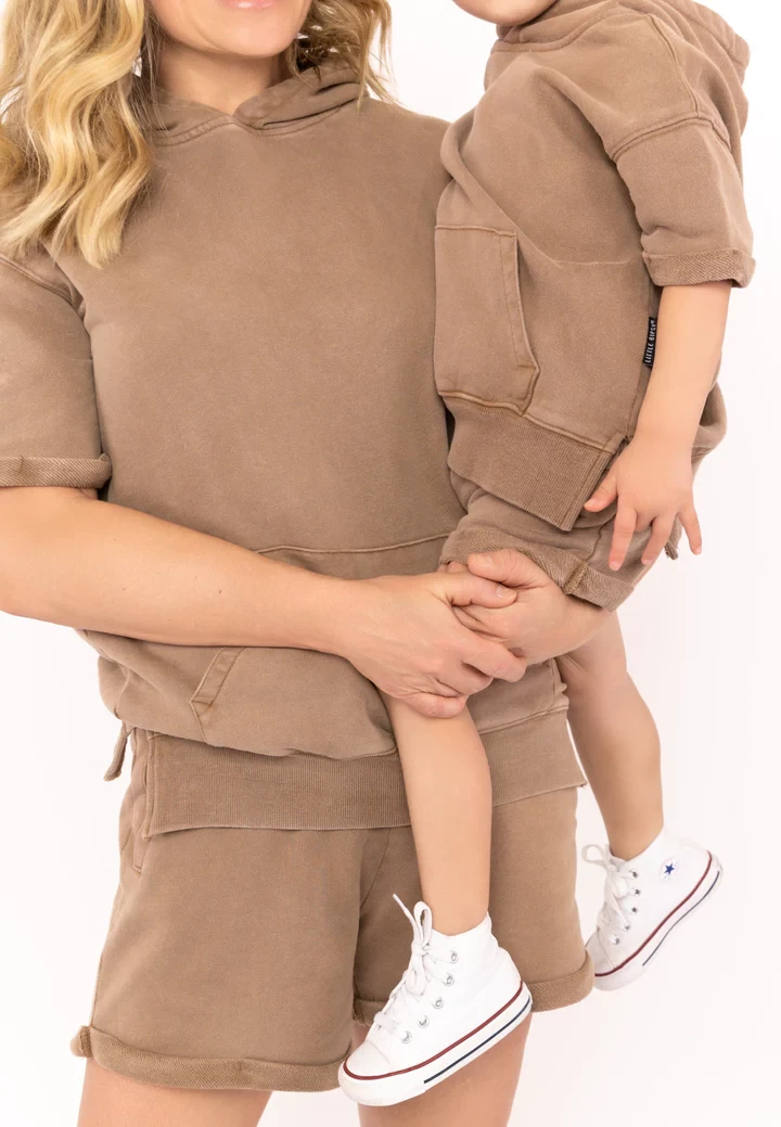 LB Acid Wash Short Sleeve Hoodie - Sand - Image 7