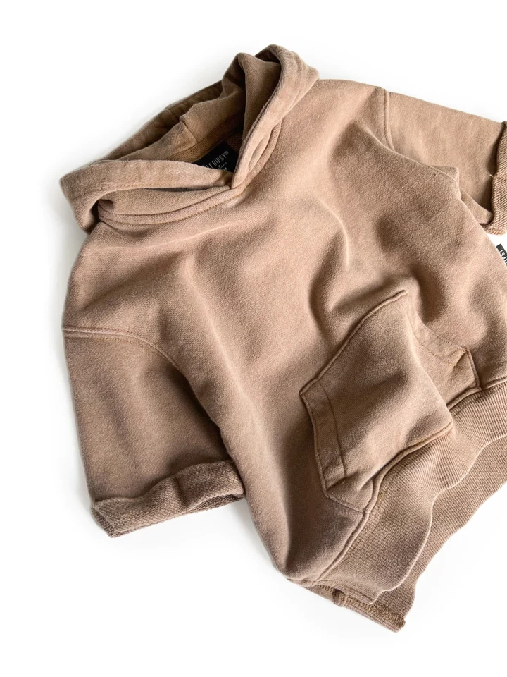 LB Acid Wash Short Sleeve Hoodie - Sand - Image 5