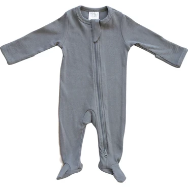 Grey Organic Cotton Ribbed Zipper - Image 3