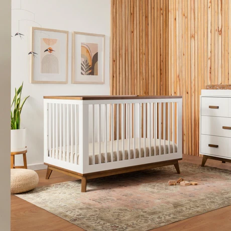 Babyletto Scoot 3-in-1 Convertible Crib With Toddler Bed Conversion Kit - White/Natural Walnut - Image 2