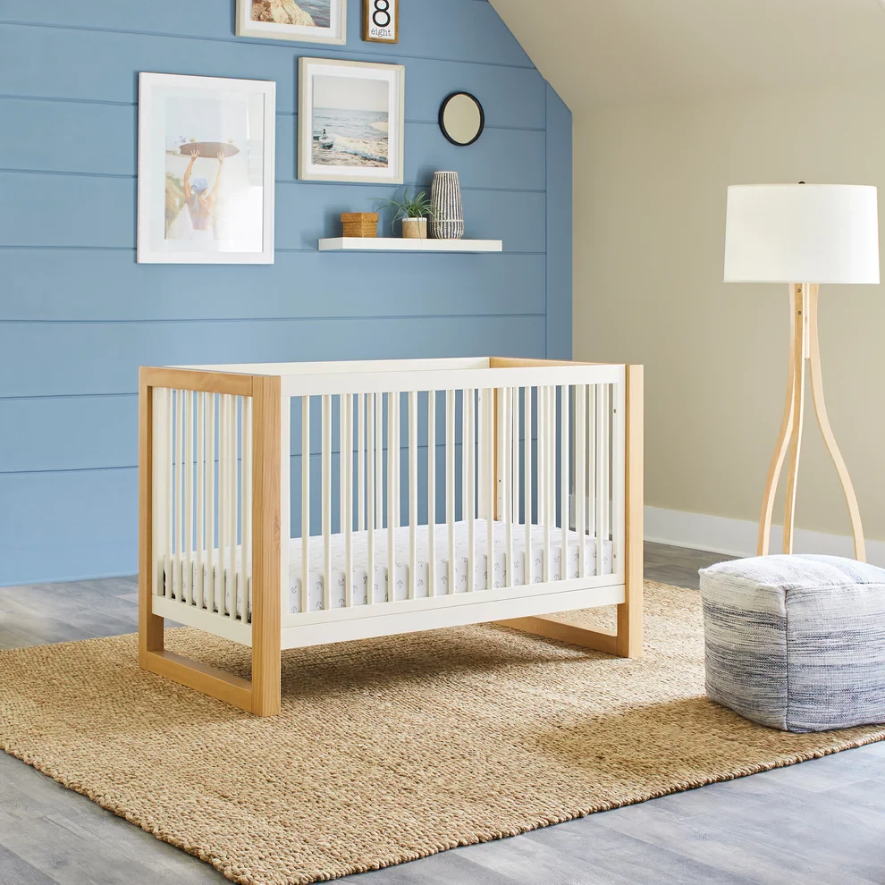 Nantucket 3-in-1 Convertible Crib With Toddler Bed Conversion Kit - Warm White/Honey - Image 3