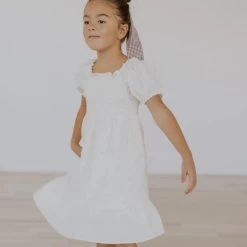 Scrunched Puff Sleeve Dress In Peach