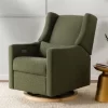 Babyletto Kiwi Electronic Recliner And Swivel Glider - Olive Boucle With Light Wood Base