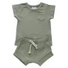Green Organic Cotton Ribbed Short Set