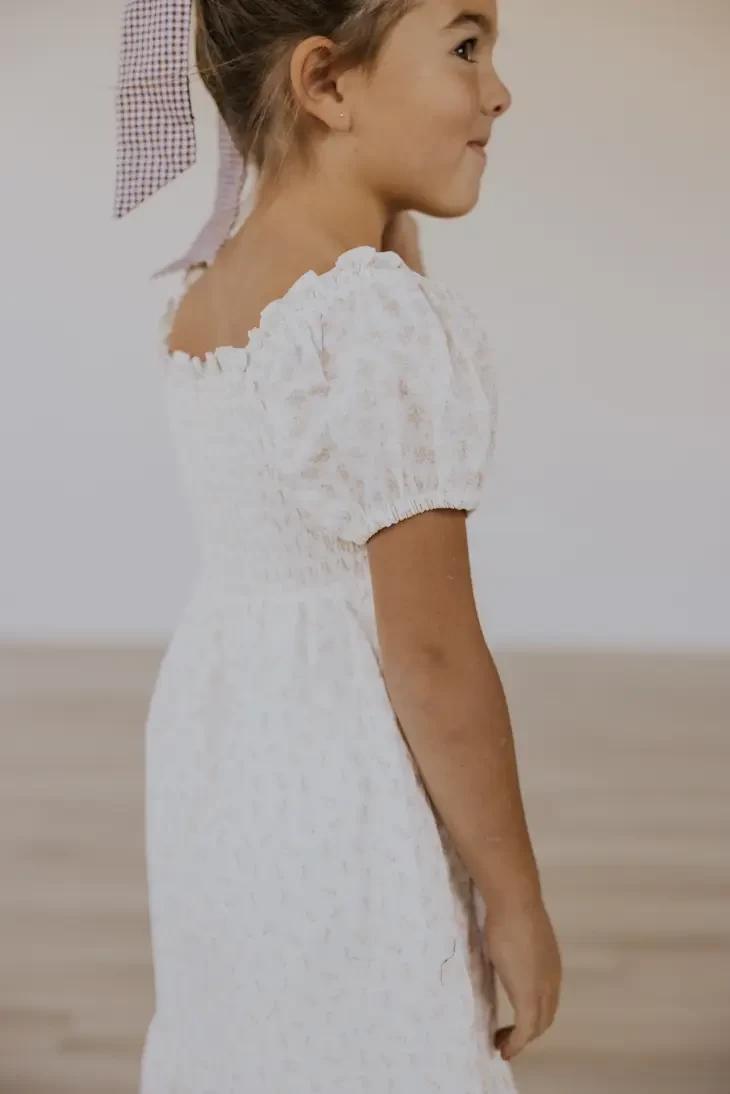 Scrunched Puff Sleeve Dress In Peach - Image 2