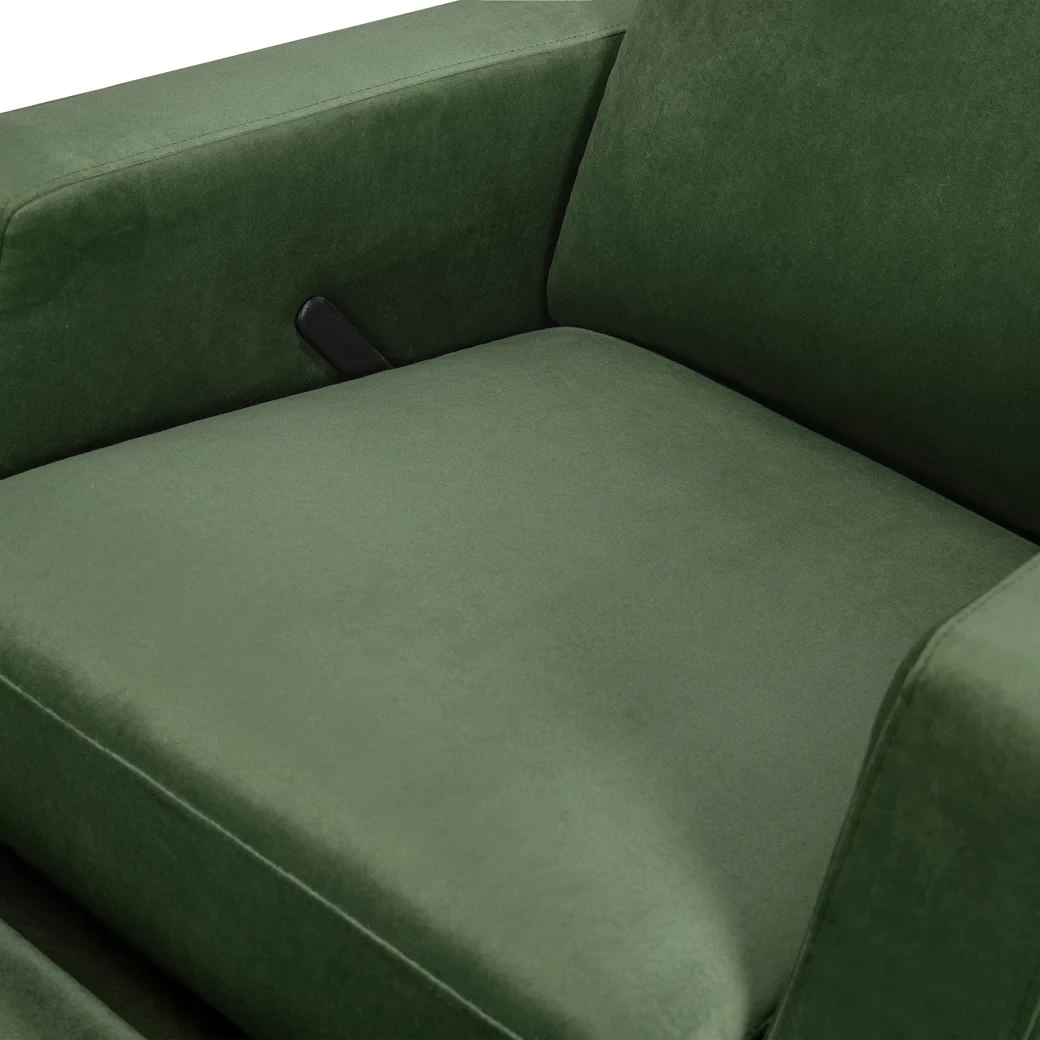 Crewe Recliner And Swivel Glider - Forest Green Velvet With Light Wood Base - Image 4