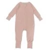 Waffle Footie Romper - Rose Smoke