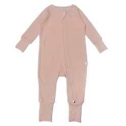 Waffle Footie Romper - Rose Smoke