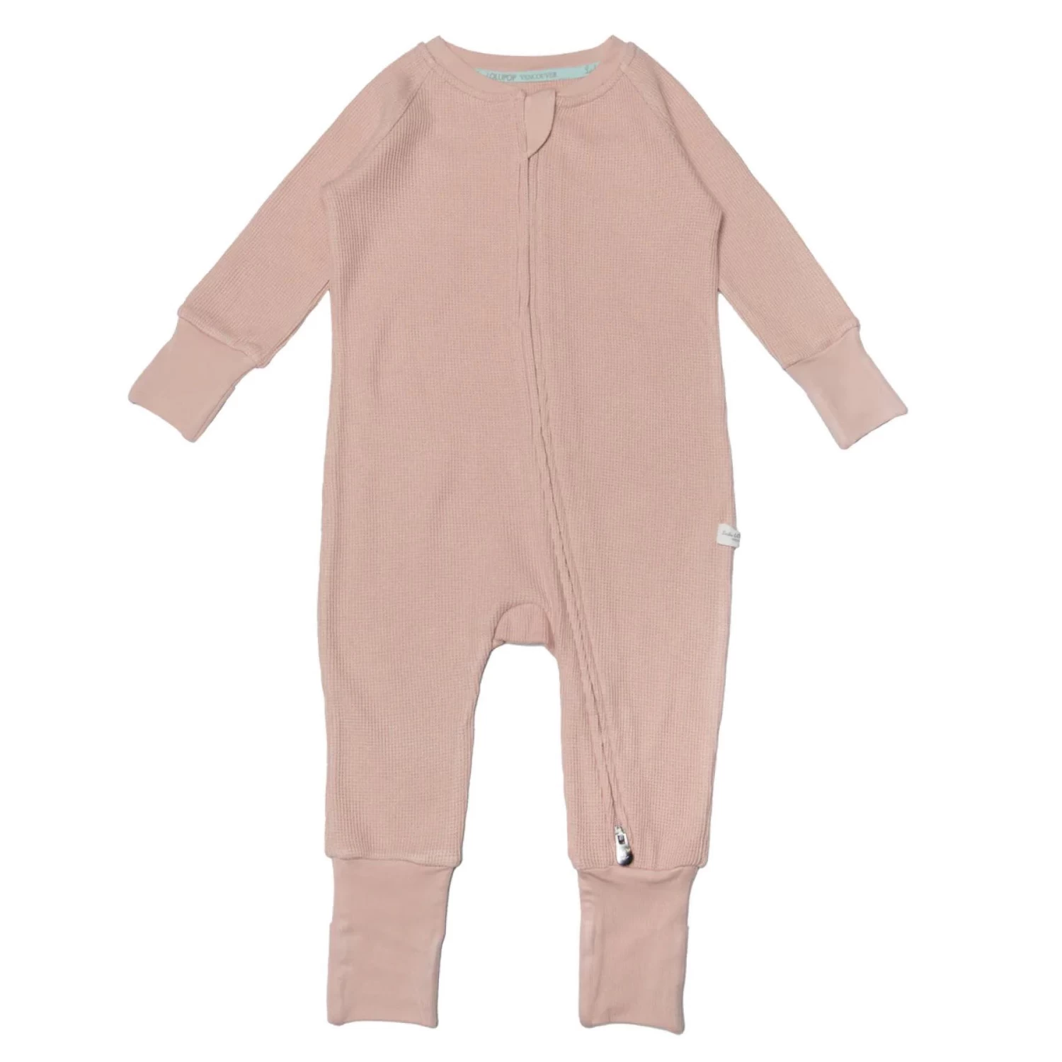 Waffle Footie Romper - Rose Smoke
