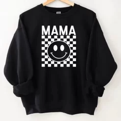 Mama Checkered Pullover - Black