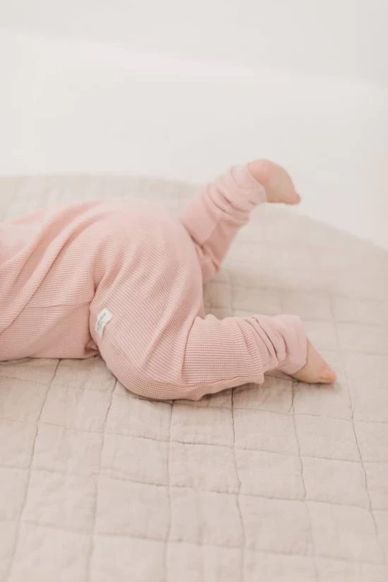 Waffle Footie Romper - Rose Smoke - Image 2