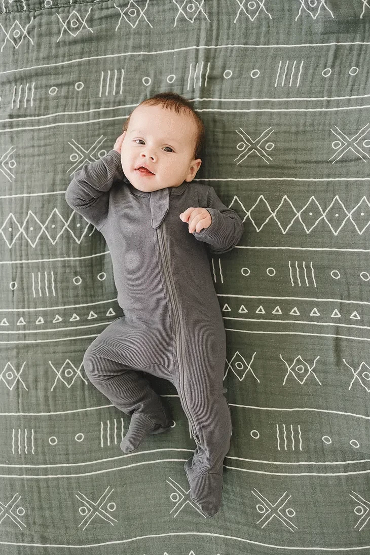 Dark Grey Organic Cotton Ribbed Zipper - Image 2