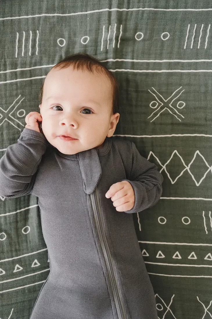 Dark Grey Organic Cotton Ribbed Zipper - Image 3