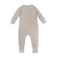 Waffle Footie Romper - Silver Birch