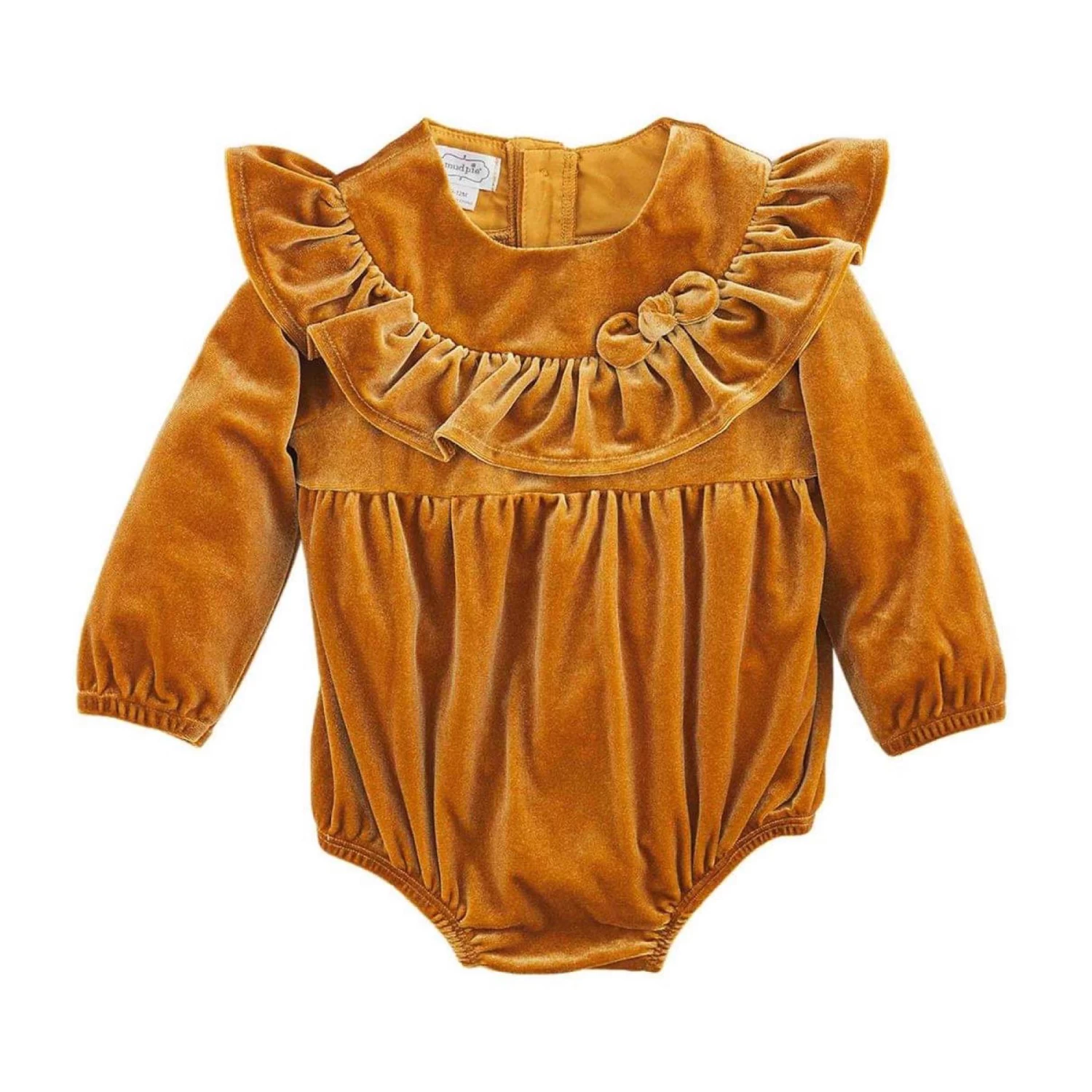 Velvet Bubble Romper - Mustard