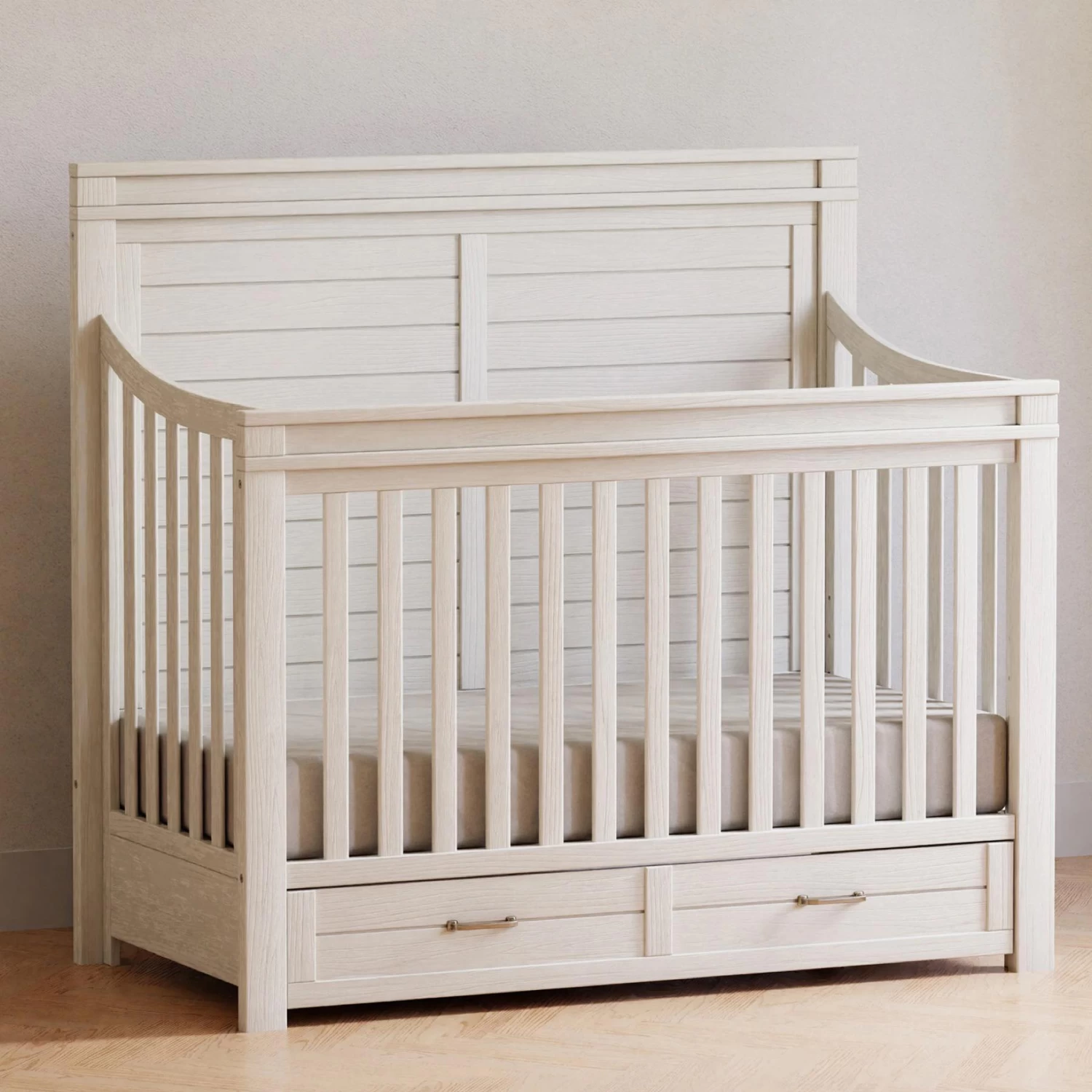 Wesley Farmhouse 4-in-1 Convertible Storage Crib - Heirloom White