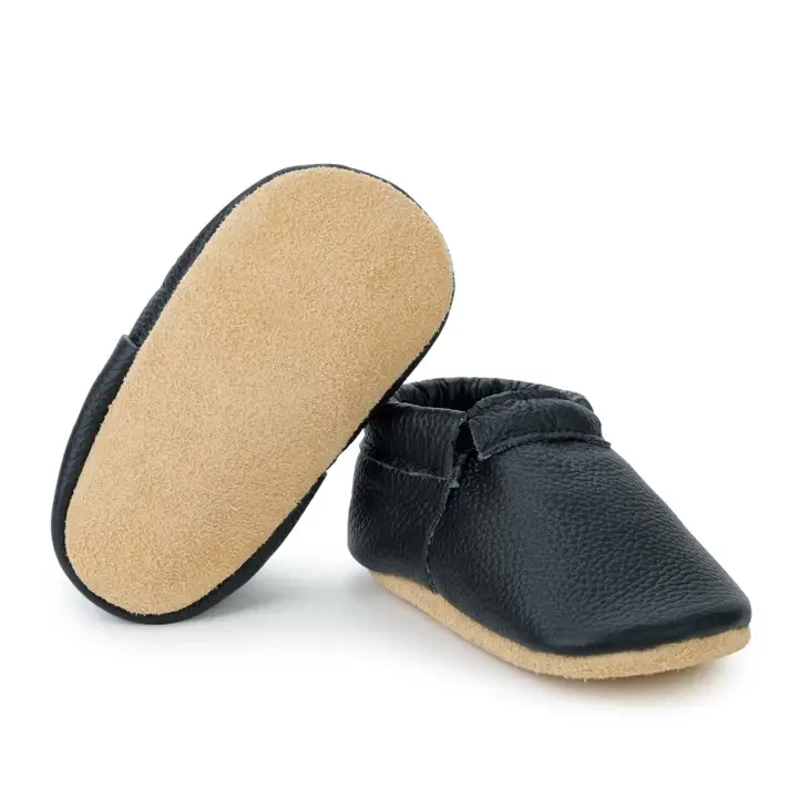 Black & Tan Leather Baby Shoes - Image 2