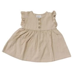 Cream Ruffle Linen Dress