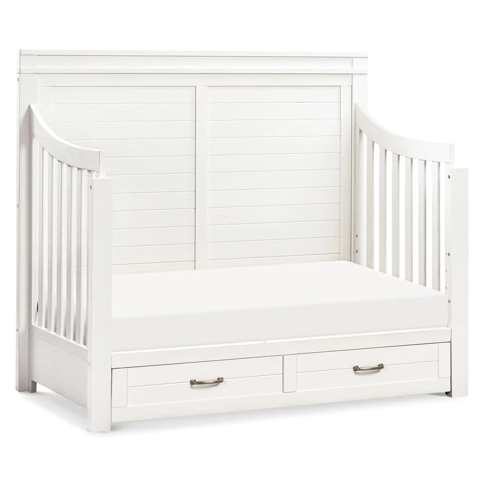 Wesley Farmhouse 4-in-1 Convertible Storage Crib - Heirloom White - Image 4