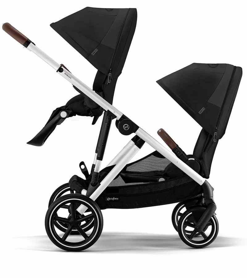 Cybex Gazelle S 2 Double Stroller + Aton 2 Travel System Bundle - Black Frame / Moon Black / Lavastone Black - Image 2