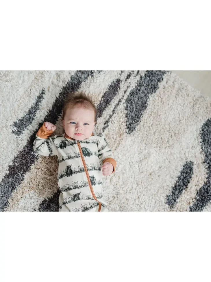 Western Highland Cow Organic Baby Zippy Romper - Image 3