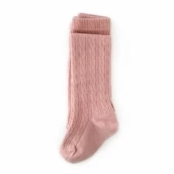 Cable Knit Tights - Blush