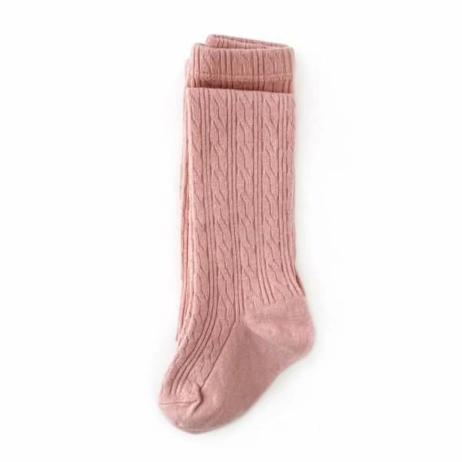 Cable Knit Tights - Blush