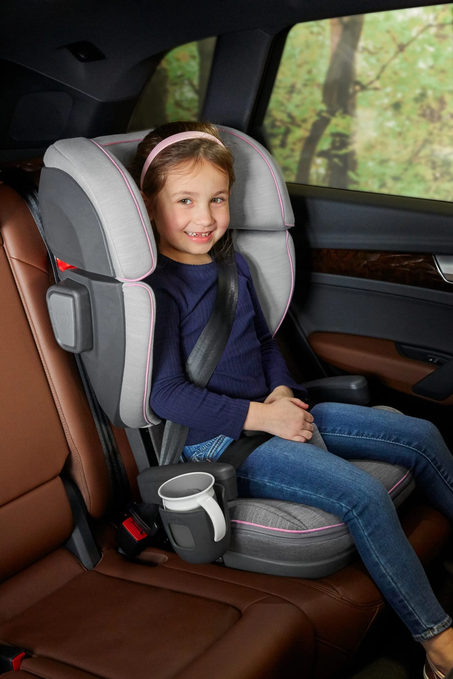 UppaBaby ALTA Booster Seat - SASHA (grey Melange With Pink Accent) + Free Travel Bag - Image 2