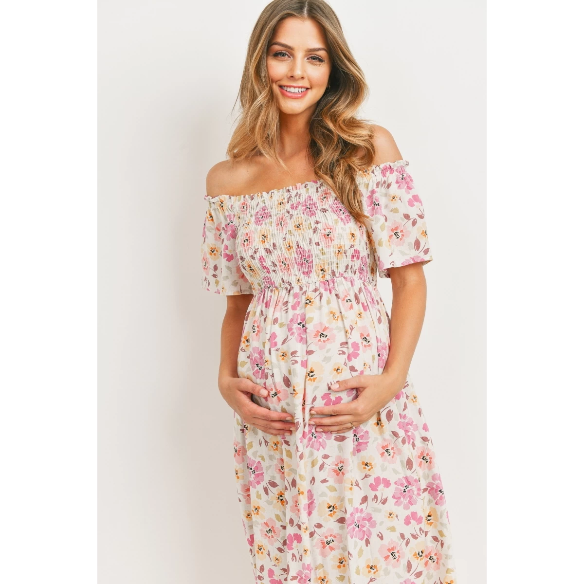 Floral Off-Shoulder Maxi Dress W/Pockets - Image 2