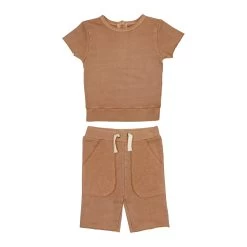 French Terry Shorts & Tee - Adobe